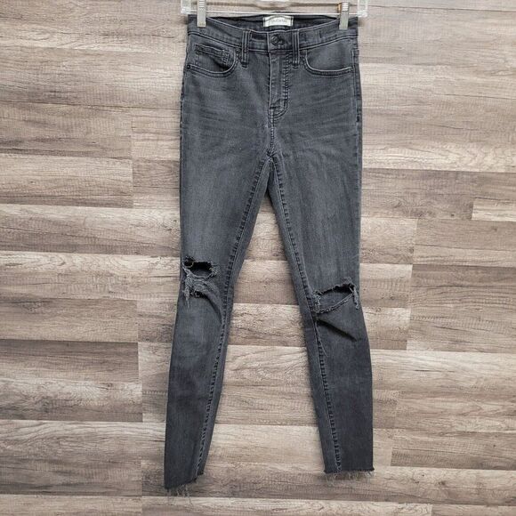 Madewell Jeans Womens Size 25 Tall 9" High Rise Skinny Washed Black - Picture 2 of 13